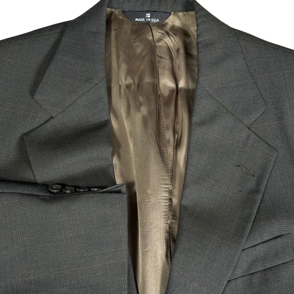 Polo University Club Ralph‎ Lauren Blazer Charcoal Gray Glen Plaid Wool Mens 40L